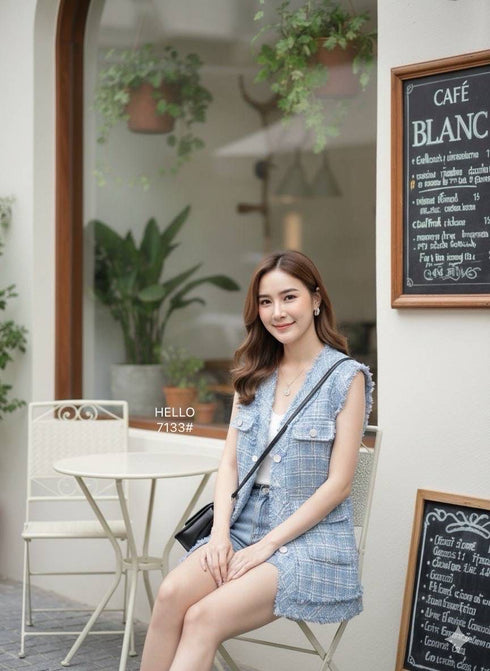 Winter Fashionable Tweed Dress/ Jacket With Belt
